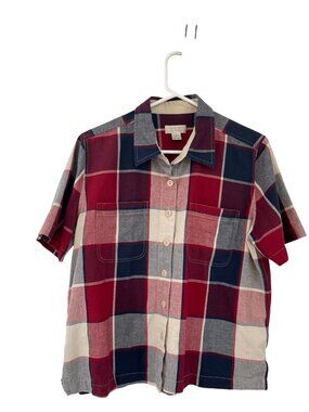 Vintage Christopher Banks Plaid Shirt S Cotton Boxy Button Front Used